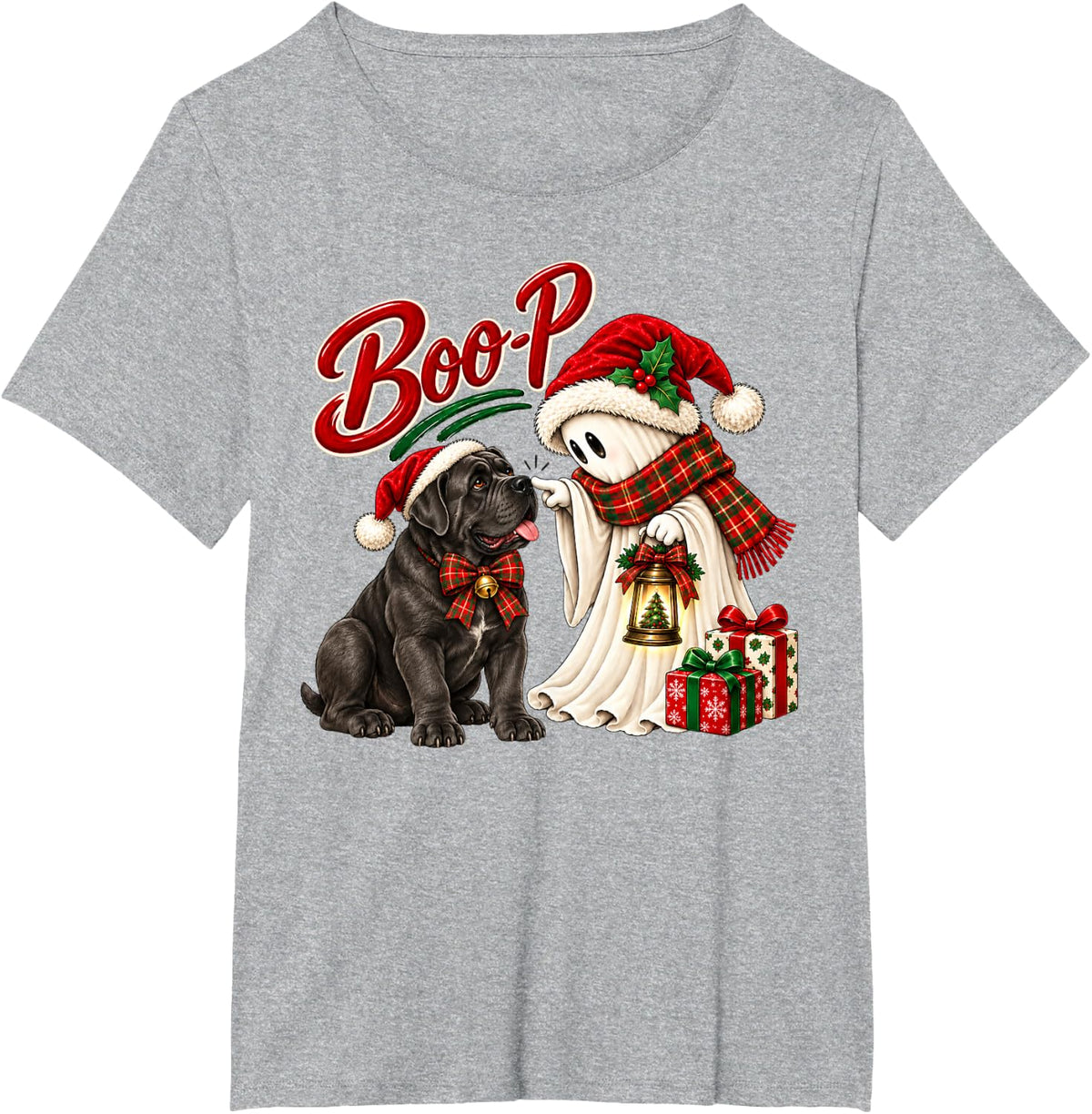 Cane Corso Boo Boo-p Ghost Nose Boop Christmas Dog Lover T-Shirt - Heather Grey