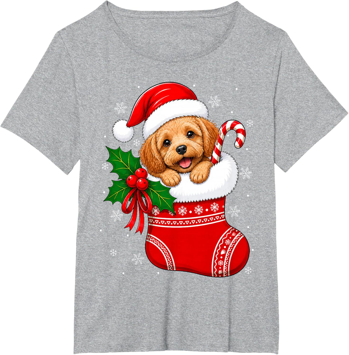 Cockapoo Dog Christmas Stocking Cute Festive Cockapoo Xmas T-Shirt - Heather Grey