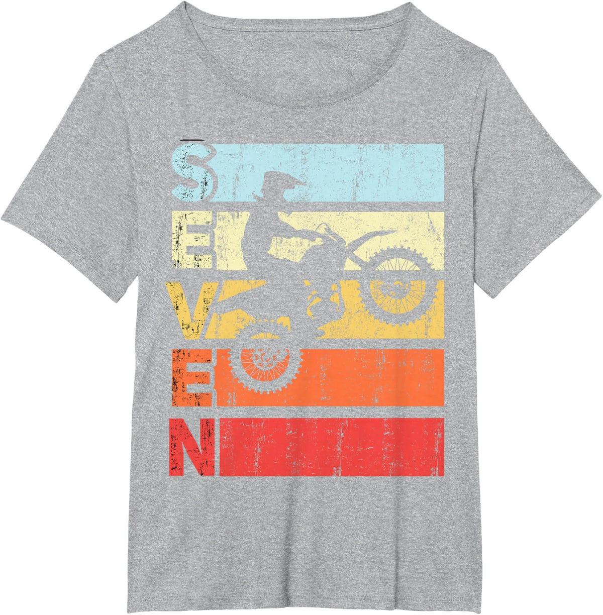 Motocross 7th Birthday Party MX Dirt Bike Birthday T-Shirt - Heather Grey