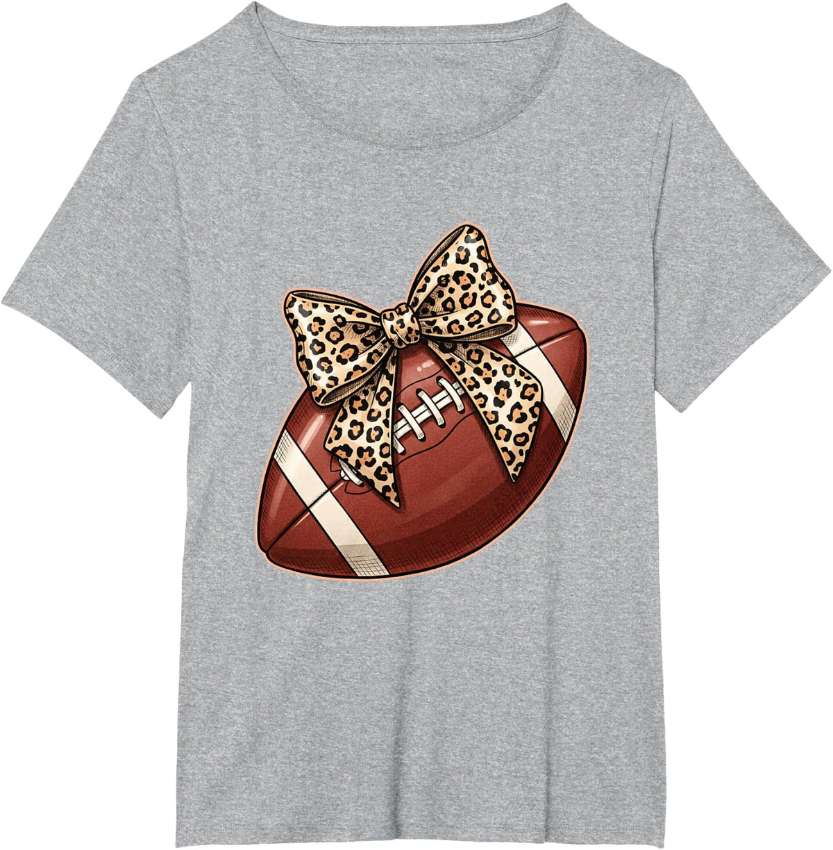 Football Mom Leopard Bow - Sideline Mom T-Shirt - Heather Grey