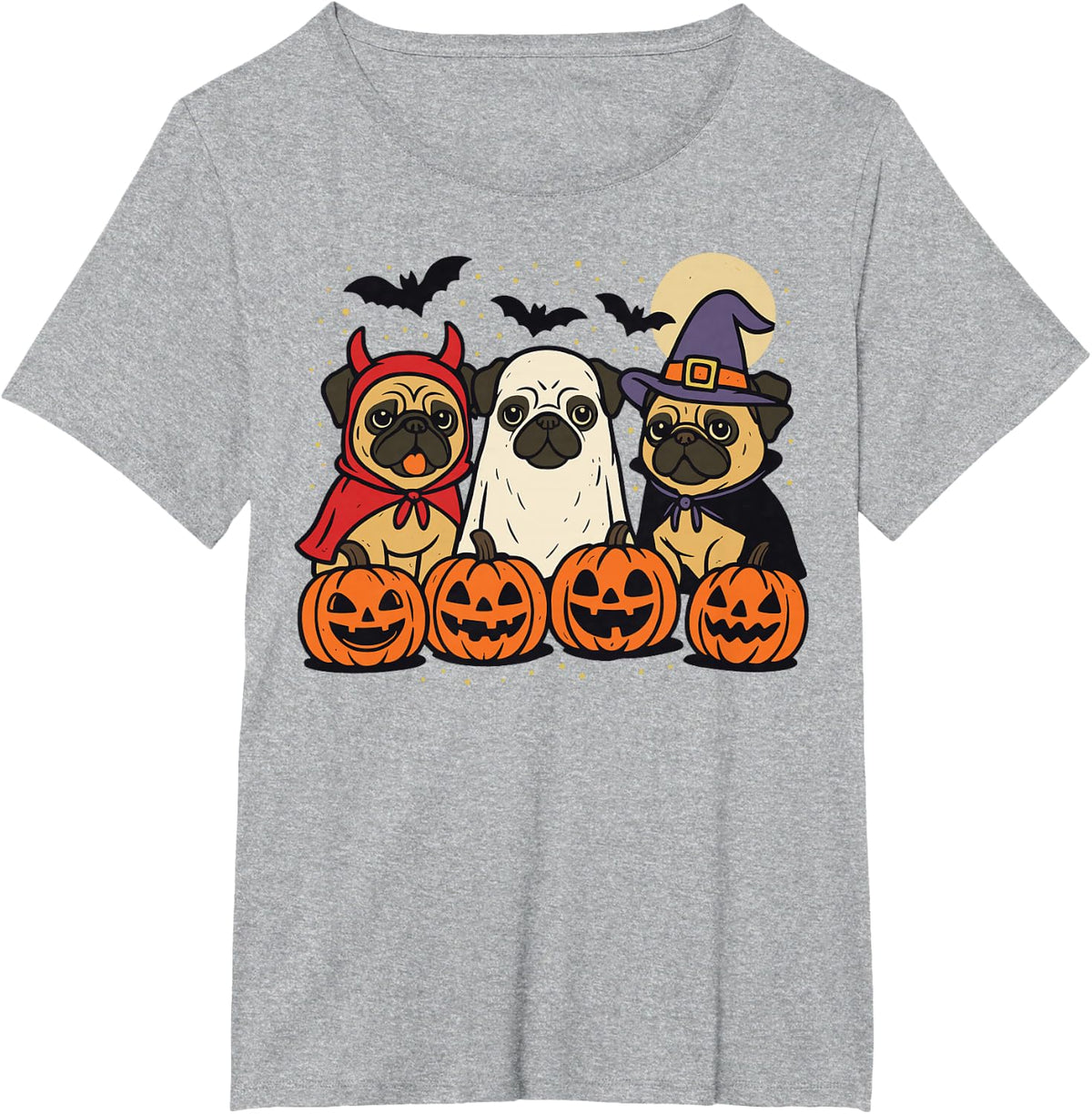 Pug Halloween Costume T-Shirt - Heather Grey