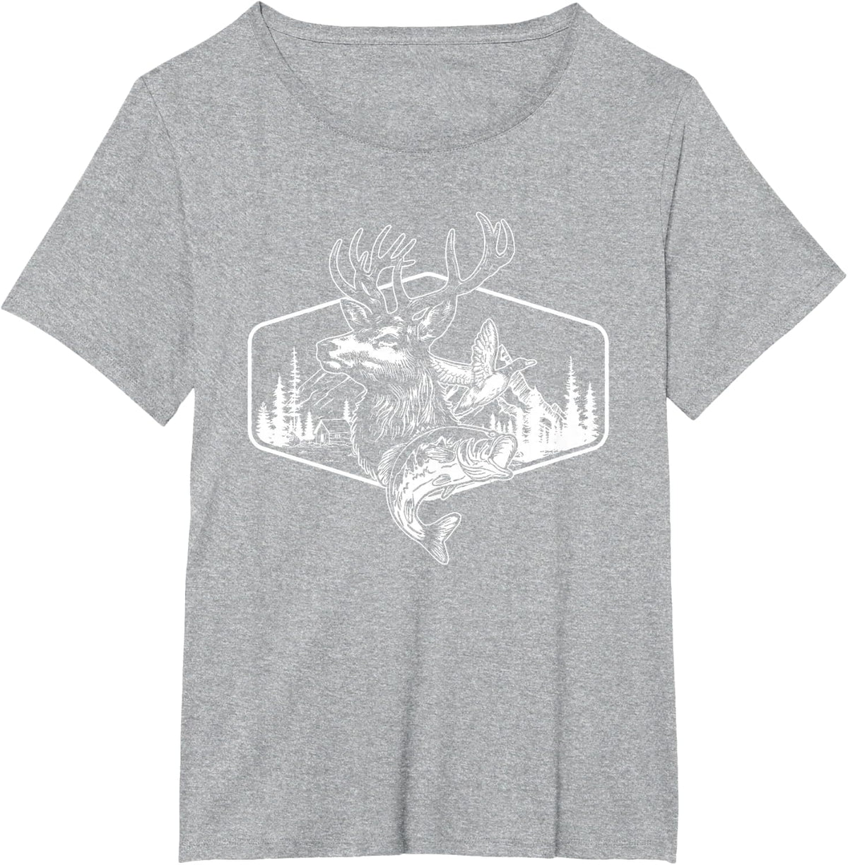 Deer Duck Fishing, Hunting Solves Most of My Problems T-Shirt - Heather Grey
