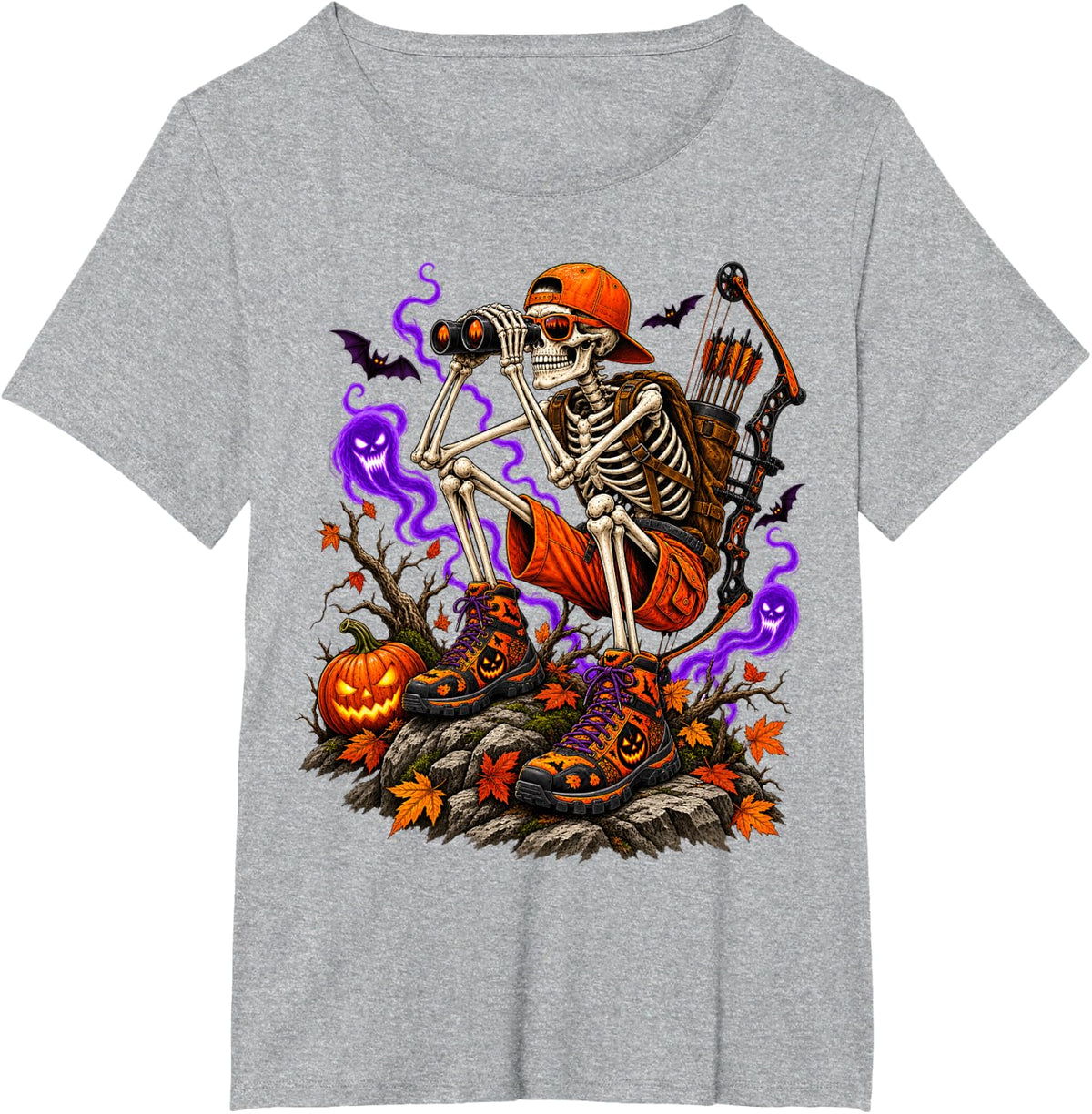 Funny Halloween Hunting Skeleton Deer Season Hunter Dad Men T-Shirt - Heather Grey