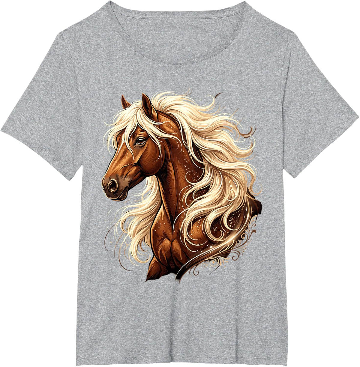Horse Art T-Shirt - Heather Grey