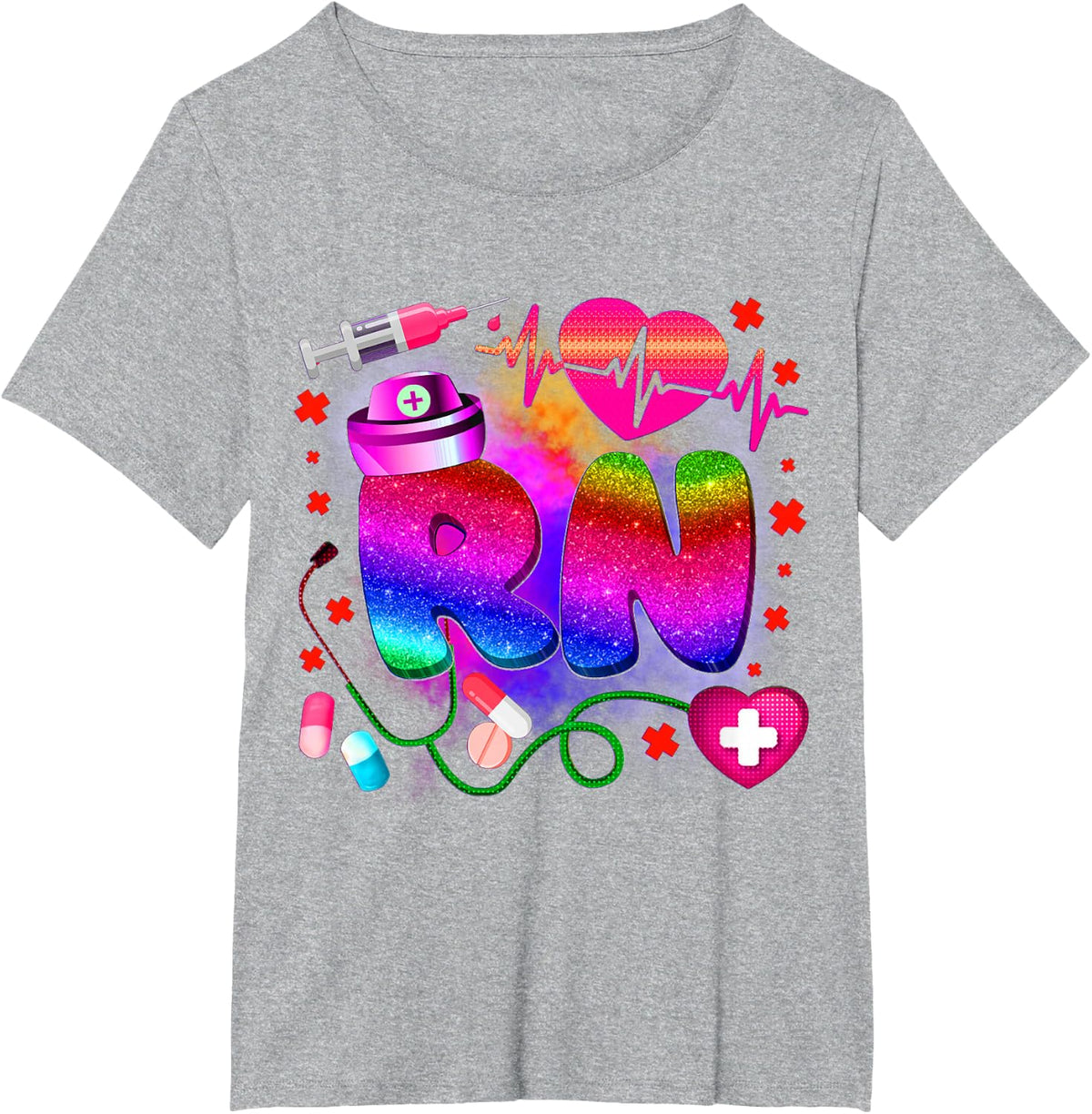 Registered Nurse RN - Tie Dye Registered Nurse Funny RN T-Shirt - Heather Grey