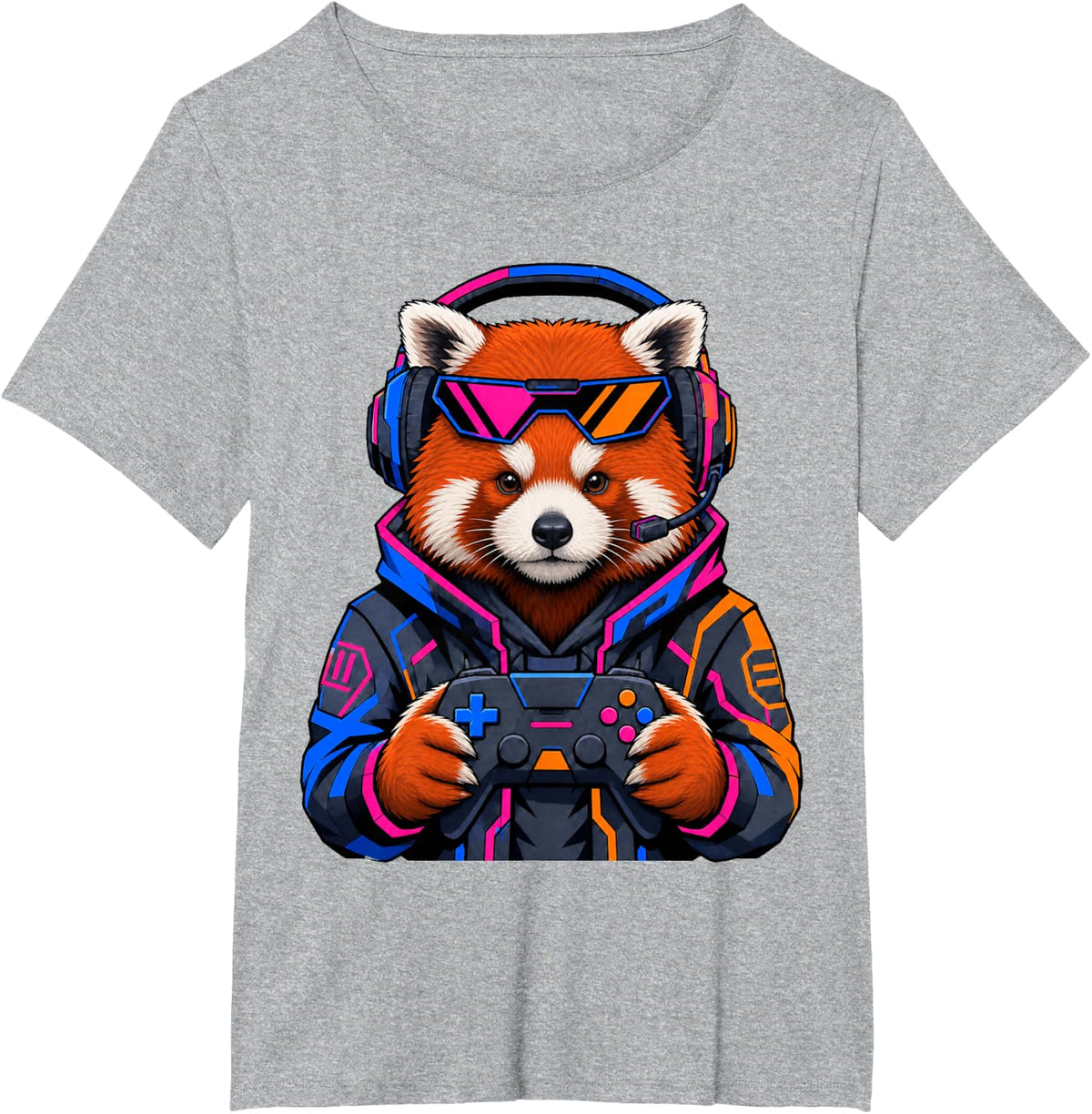 Red Panda Gamer Funny Gaming Gift for Men Women Kids T-Shirt - Heather Grey