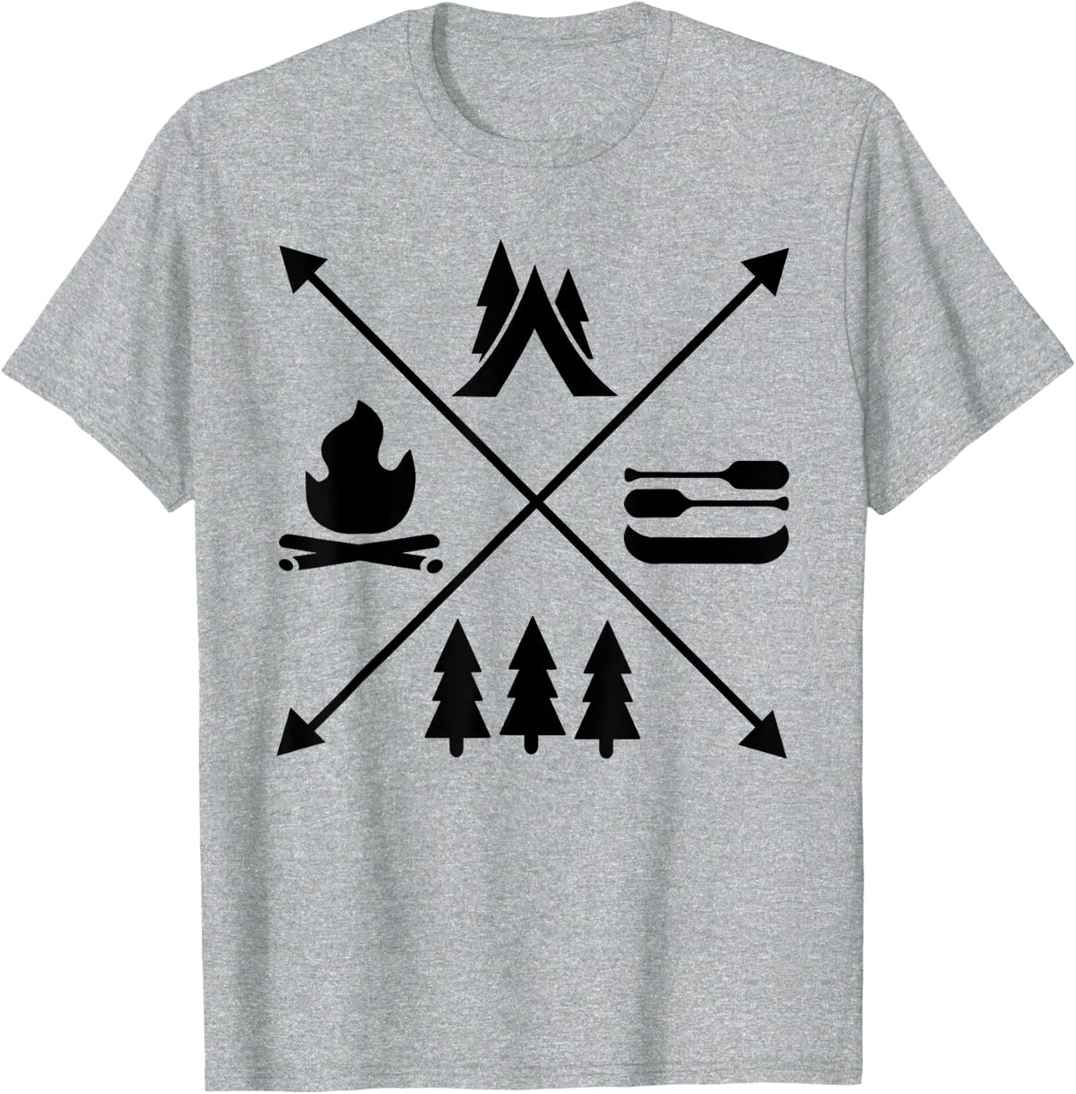 Kayak and Tent T-Shirt - Heather Grey
