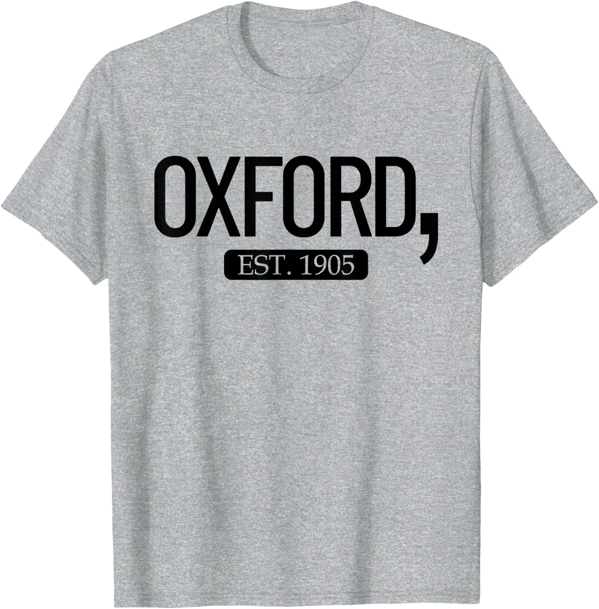 Oxford Comma Est. 1905 English Grammar Oxford Comma T-Shirt - Heather Grey