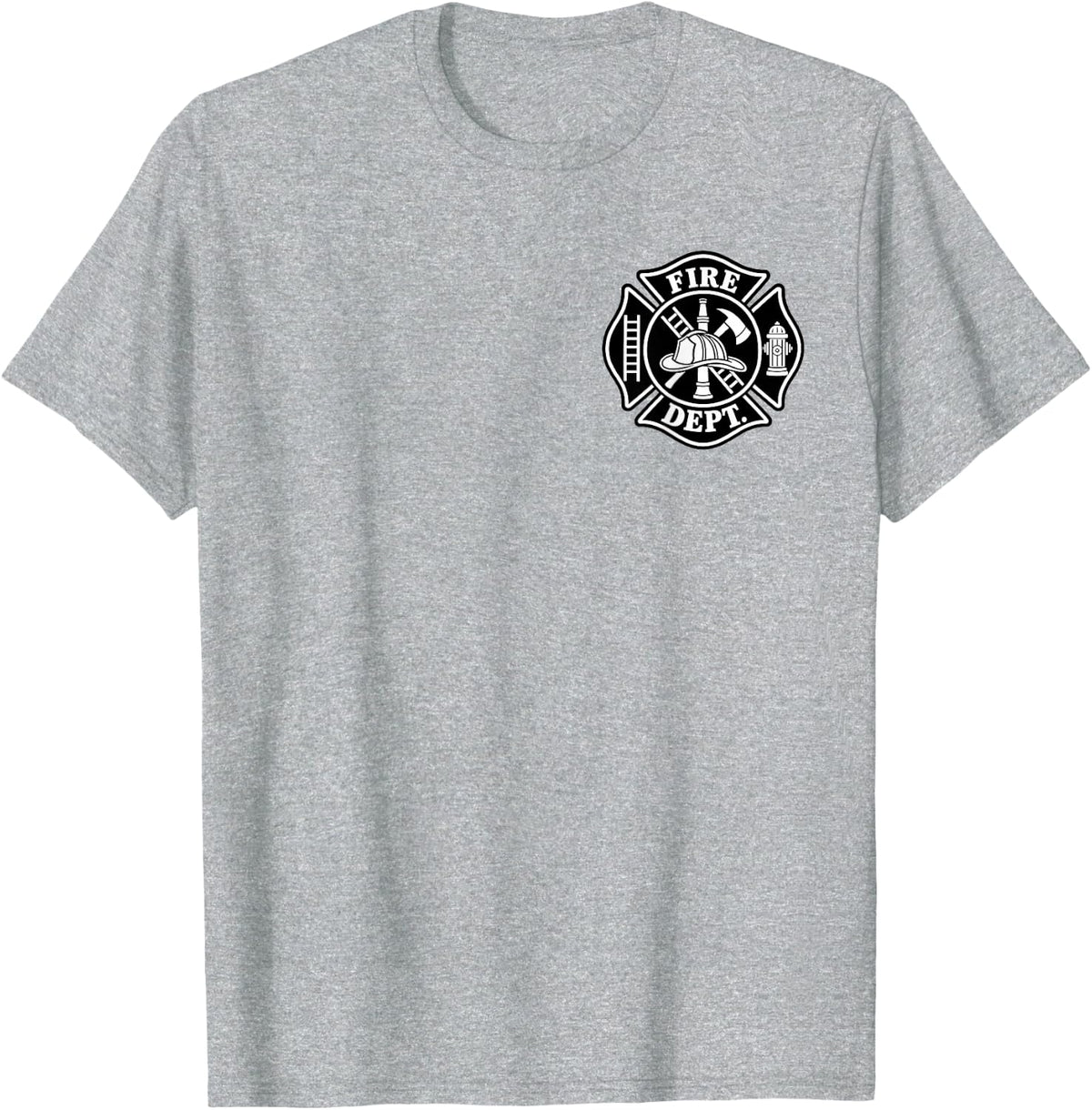 Fire Department Monochrome Maltese Cross Firefighter T-Shirt - Heather Grey