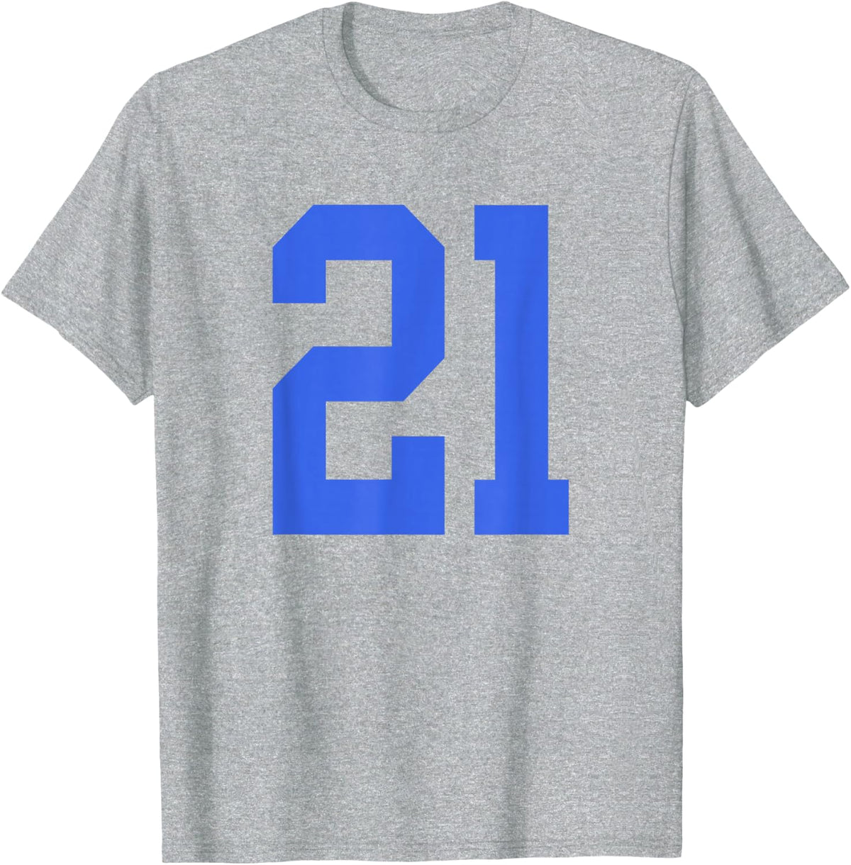 Royal Blue Number 21 Jersey Player Uniform #21 Shirt T-Shirt - Heather Grey