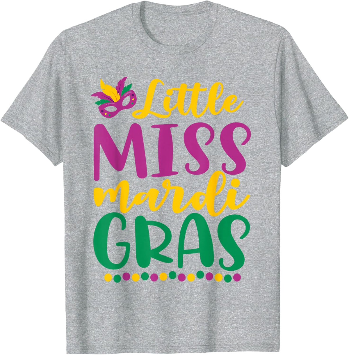 Cute Little Miss Mardi Gras 2025 Beads Womens Girls Kids T-Shirt - Heather Grey