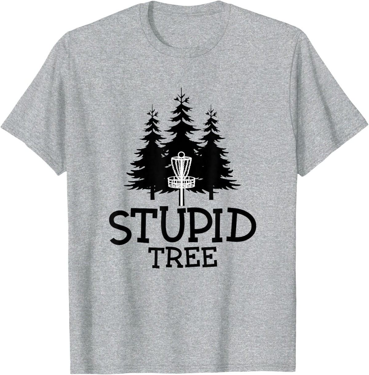 Stupid Tree Disc Golf T-Shirt | Funny Frisbee Golf Tee T-Shirt - Heather Grey