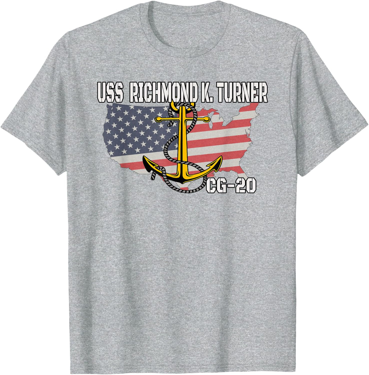 USS Richmond K. Turner CG-20 Cruiser Veterans Father Grandpa T-Shirt - Heather Grey