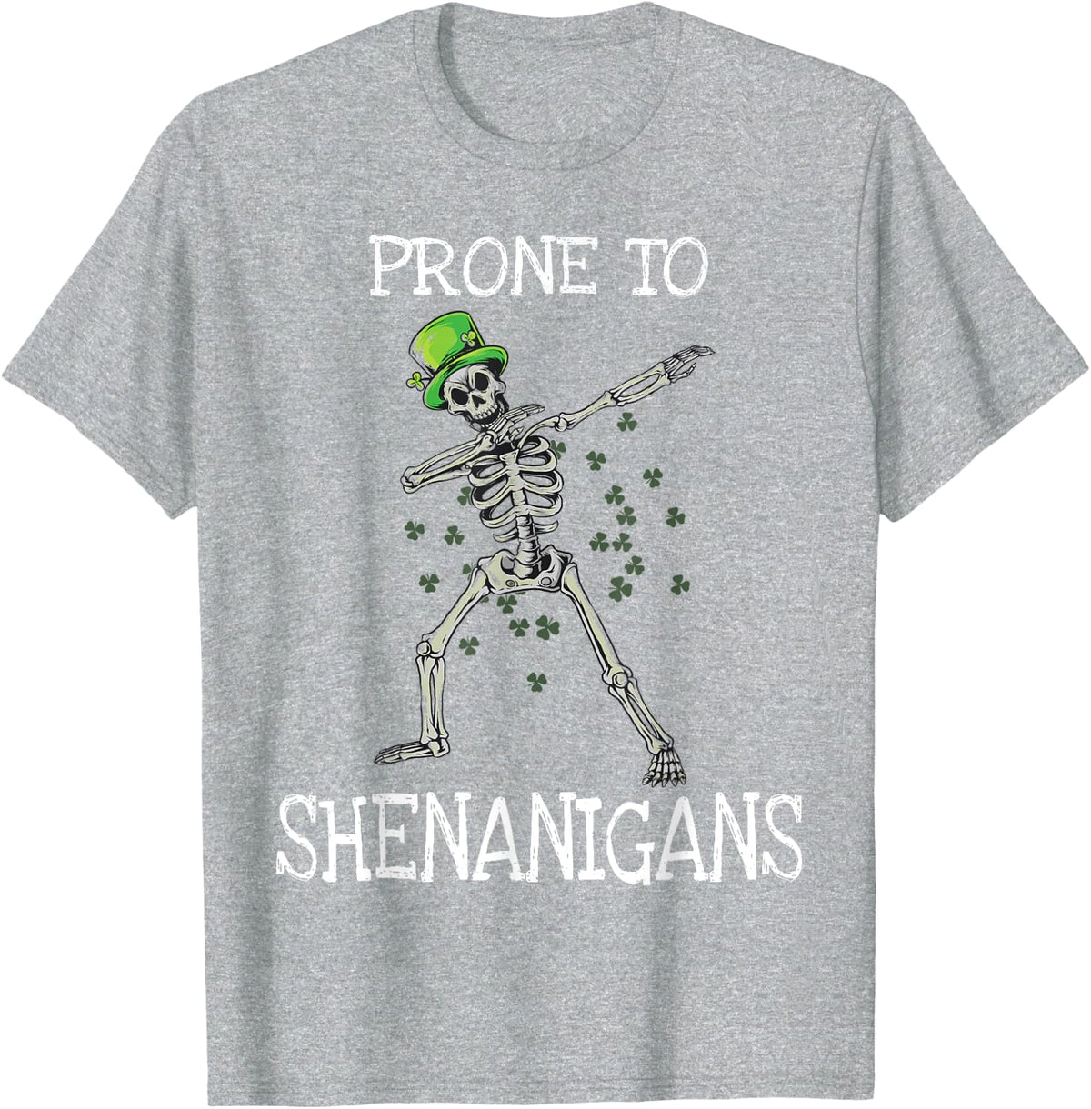 Prone To Shenanigans Funny St Patricks Day Boys Kids Teens T-Shirt - Heather Grey