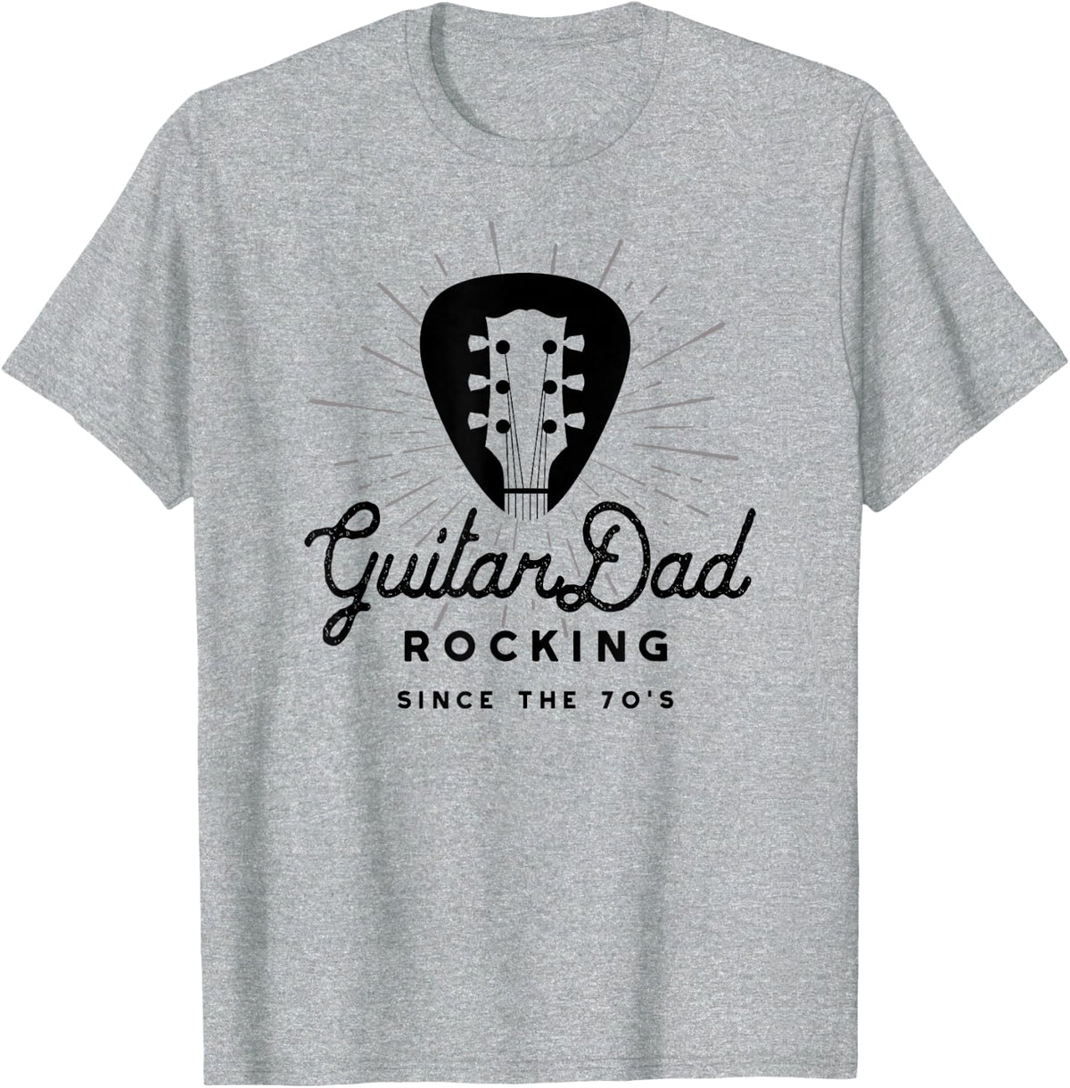 Guitar Dad 70s Rocker Gift T-Shirt - Heather Grey