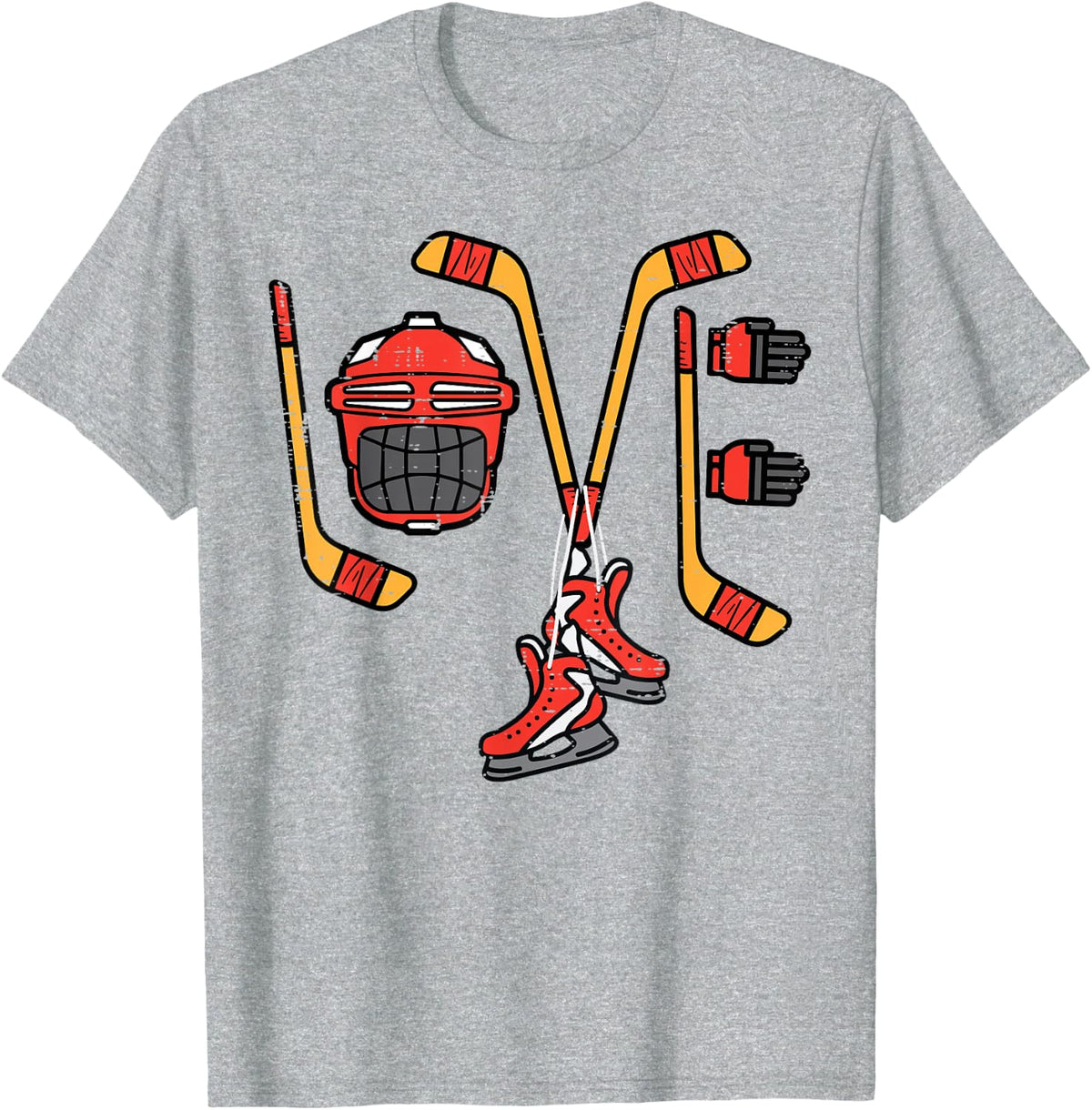 Valentines Day Love Ice Hockey Sports Goalie Men Boys Kids T-Shirt - Heather Grey