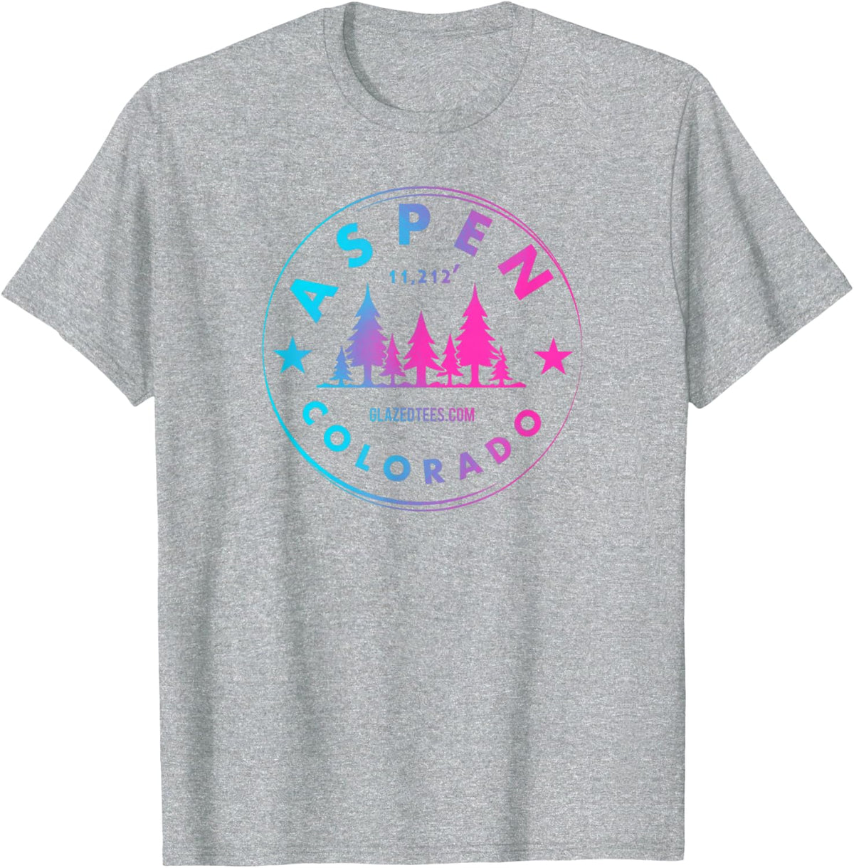 Aspen Colorado - Retro Big Mountain Forest T-Shirt - Heather Grey
