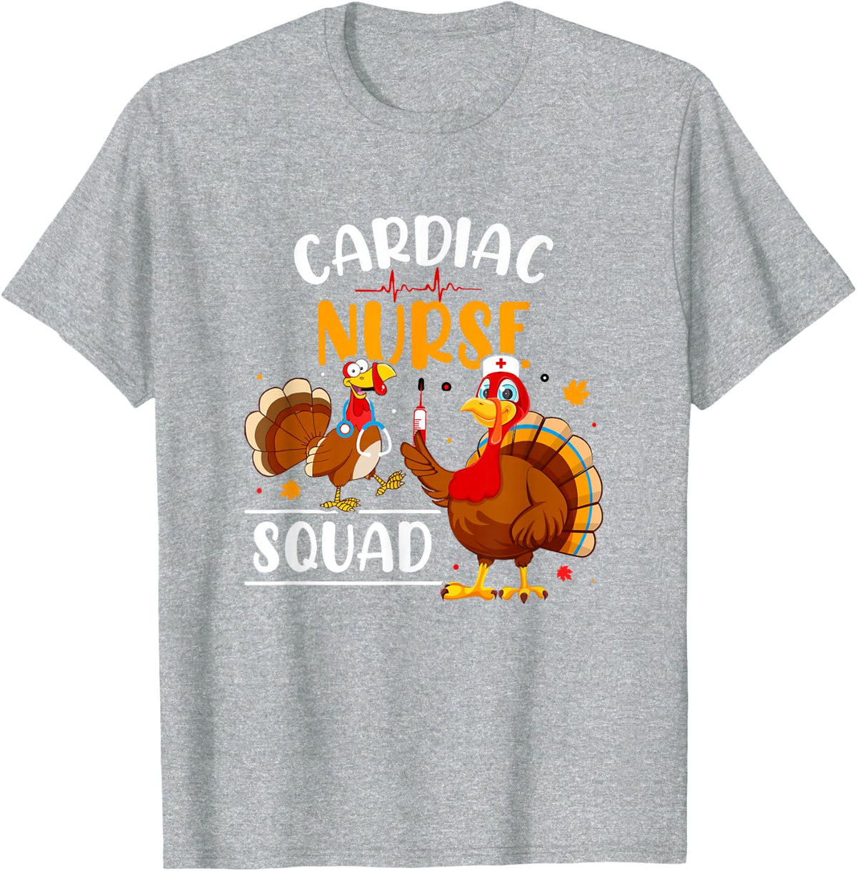 Cardiac Nurse Gobble Squad Turkeys for Thanksgiving - RN ER T-Shirt - Heather Grey