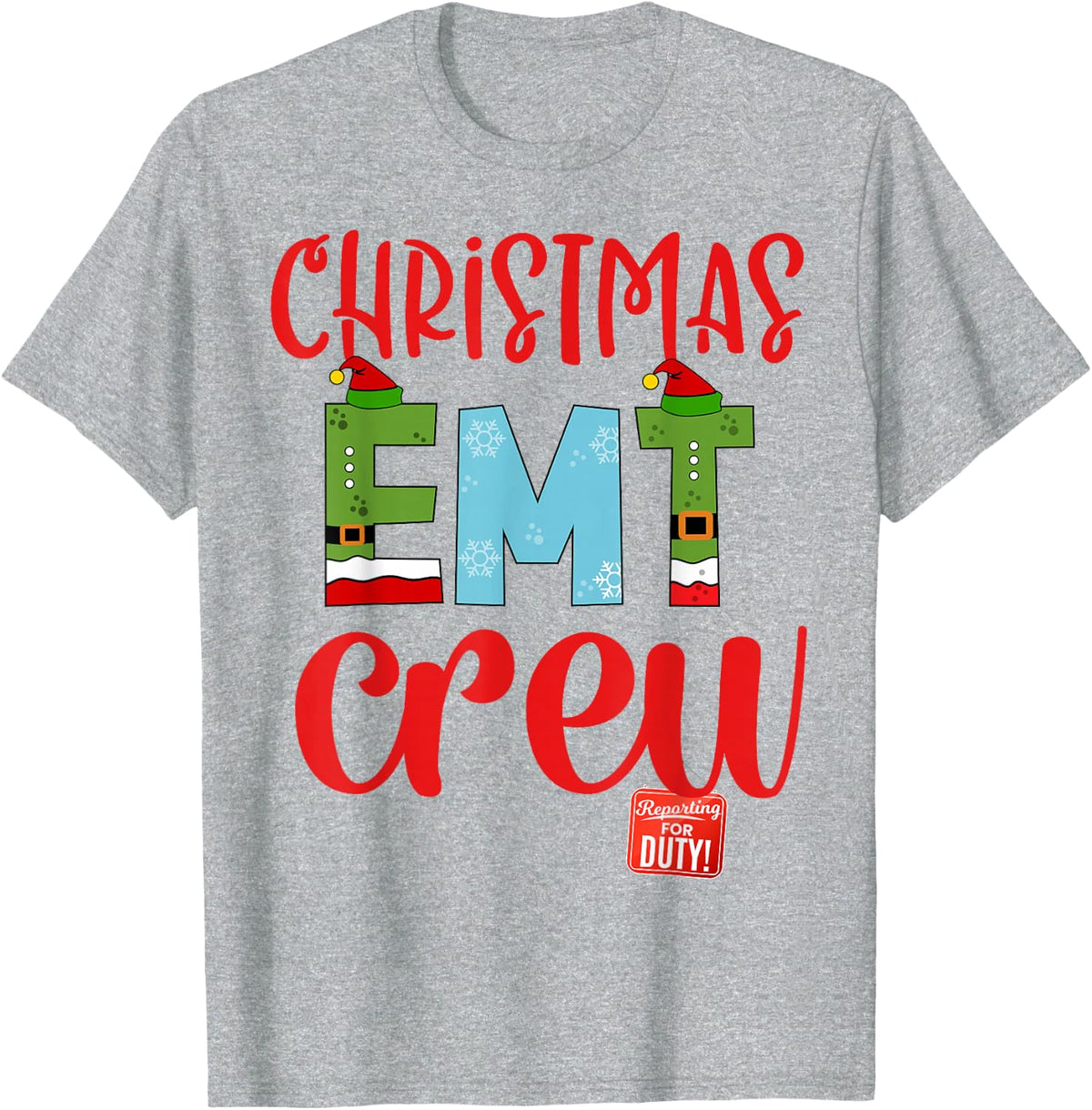 Christmas EMT Crew Nurse Team Emergency Medical Technician T-Shirt - Heather Grey