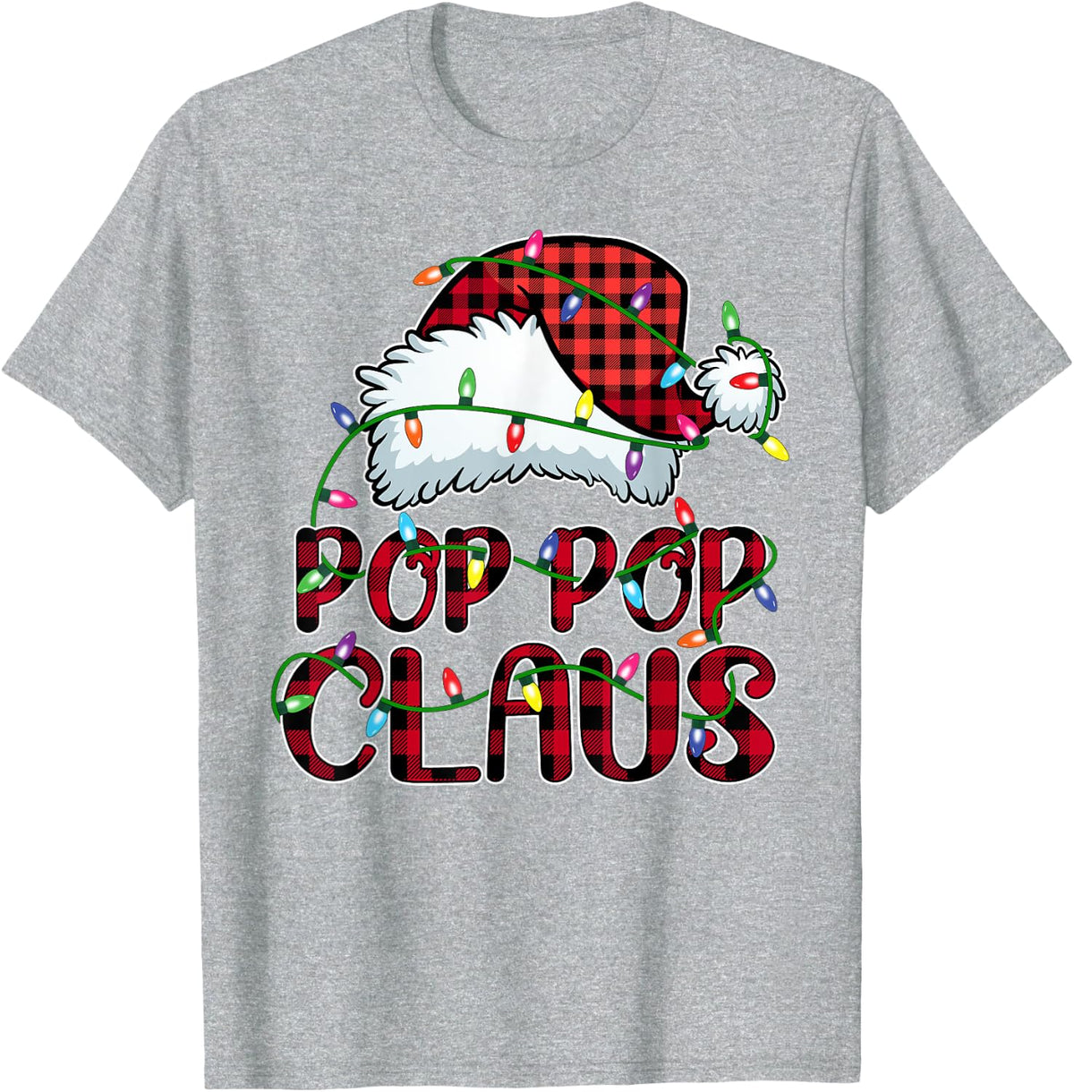 Pop Pop Claus Shirt Funny Christmas Pajama Family Matching T-Shirt - Heather Grey