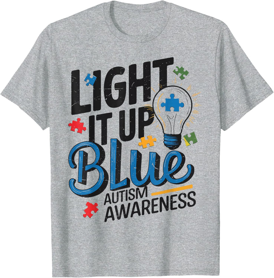 Light It Up Blue Autism Awareness Boy Brother Sister Toddler T-Shirt - Heather Grey