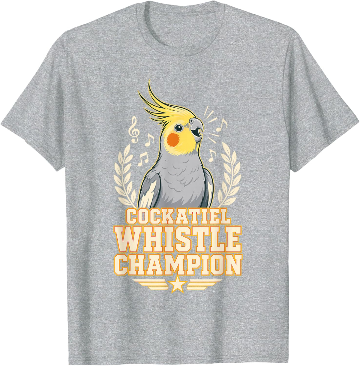 Cockatiel Whistle Champion Bird Owner Pet Parrot T-Shirt - Heather Grey