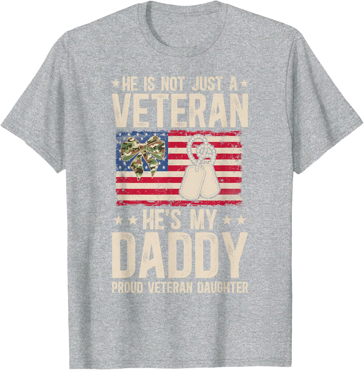 Proud Veteran Daughter US Flag Daughter of A Veteran T-Shirt - Heather Grey