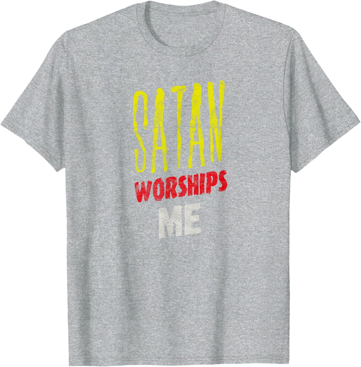 Satan Worships Me Occult Grunge Baphomet Antichrist Punk T-Shirt - Heather Grey