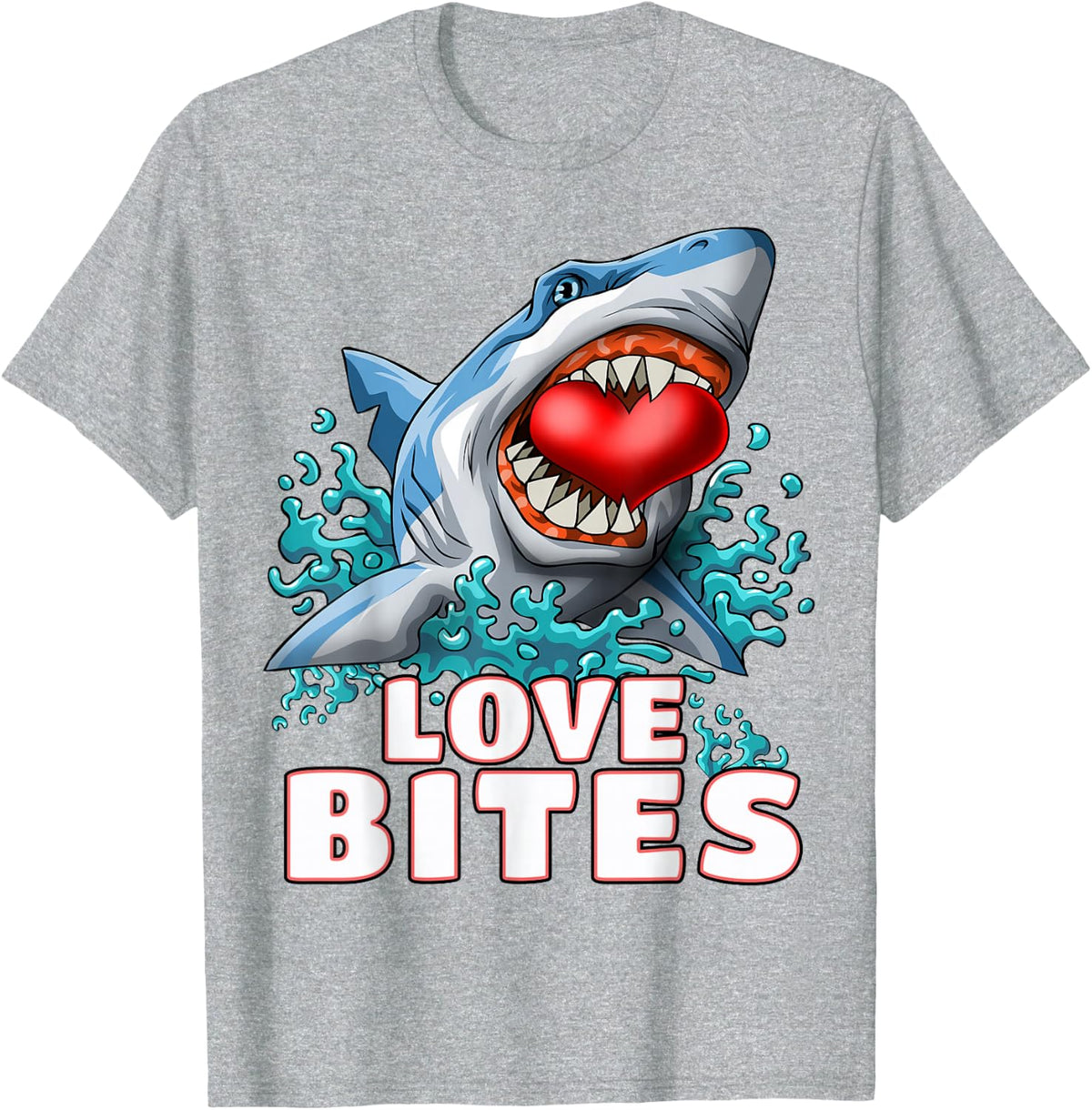 Love Bites Shark Valentines Day Shark Kids Men Jawsome Gift T-Shirt - Heather Grey