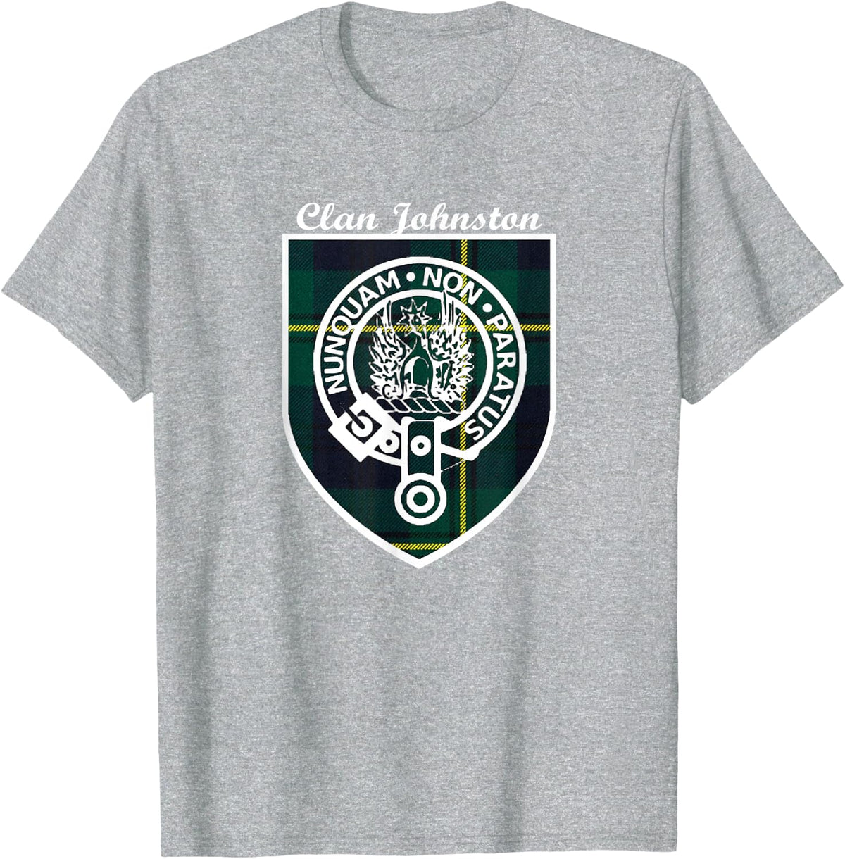 Johnston surname last name Scottish Clan tartan badge crest T-Shirt - Heather Grey