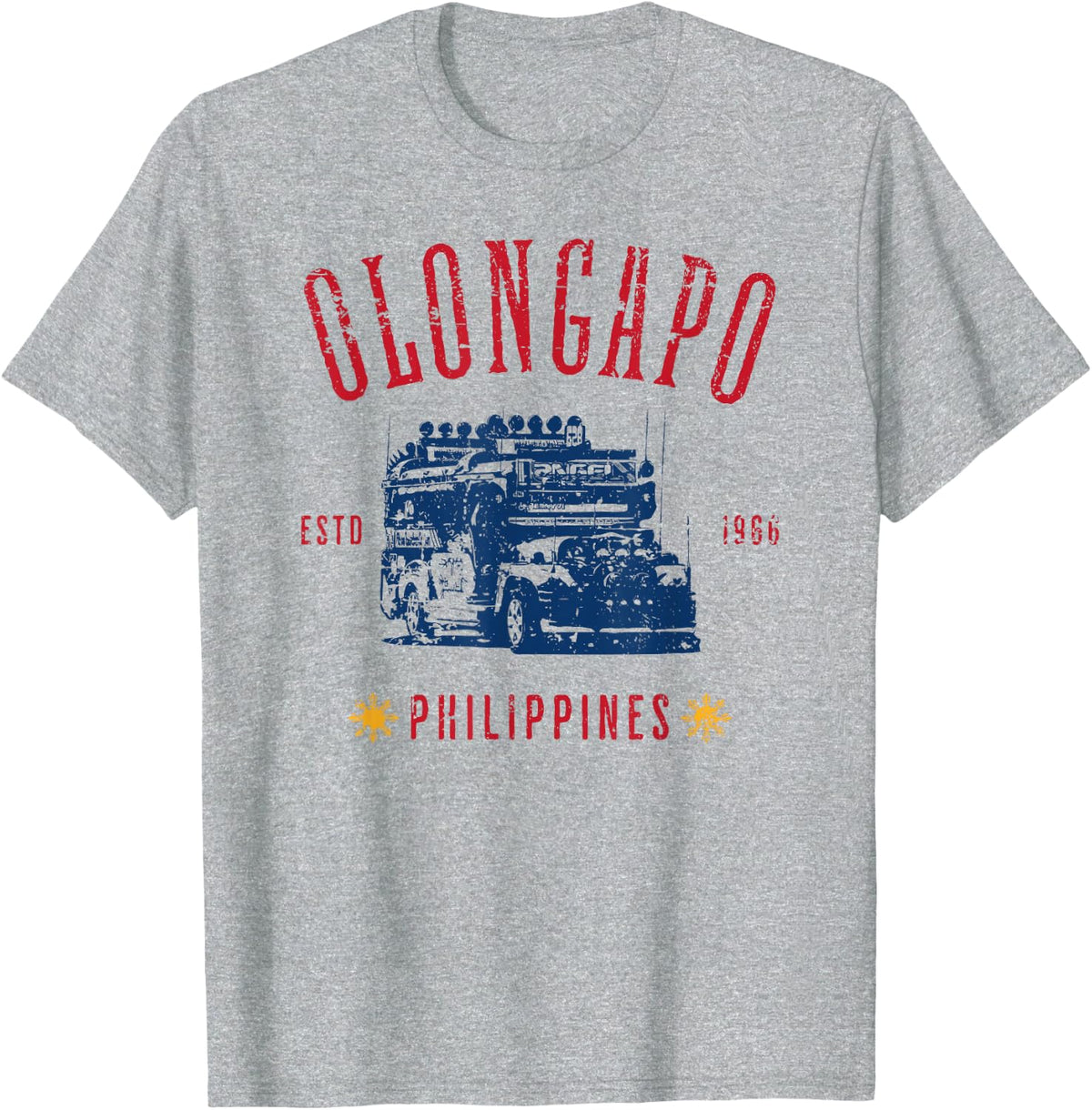 Olongapo Philippines Estd 1966 Distressed Style Design T-Shirt - Heather Grey