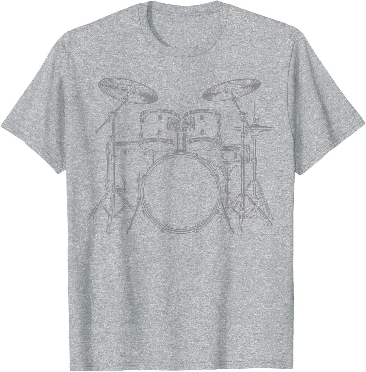 Drum Kit Rock Music Percussion T-Shirt - Heather Grey