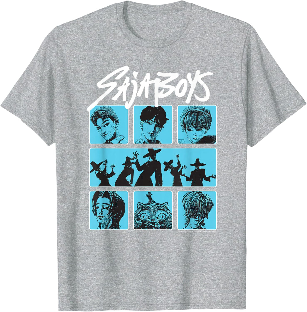 Kpop Demon Hunters Saja Boys Demon Group Poster T-Shirt - Heather Grey