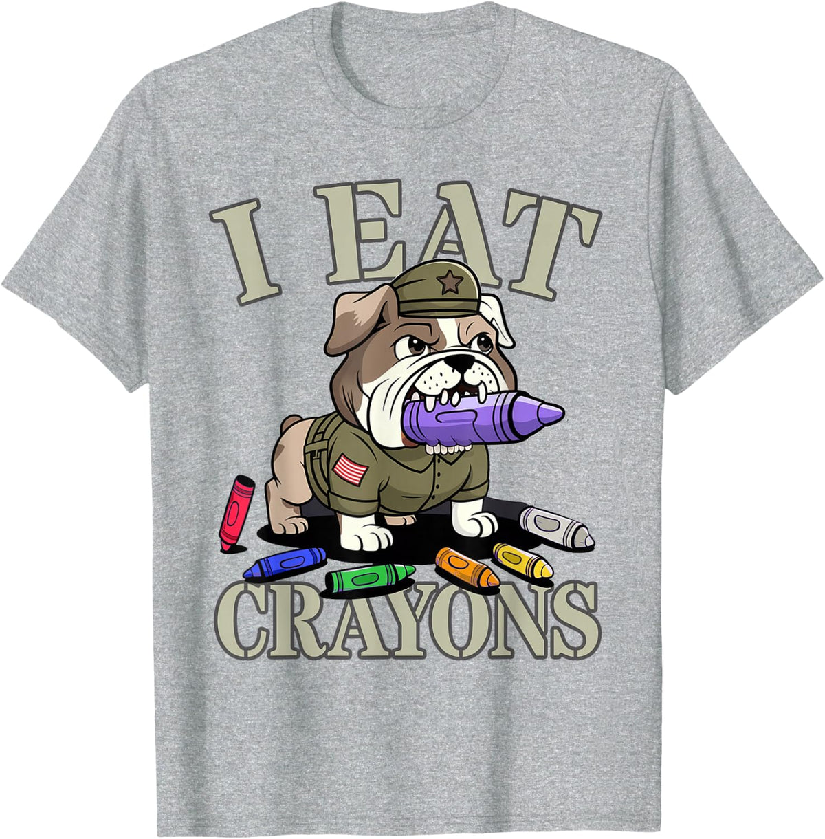 Funny I EAT Crayons Officer Squad Military Corps Jarhead Gag T-Shirt - Heather Grey