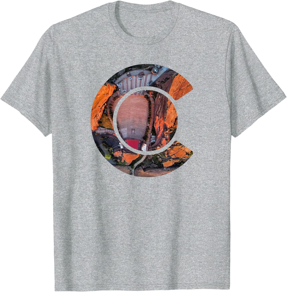 Red Rocks Amphitheater - Colorado State Flag C T-Shirt - Heather Grey