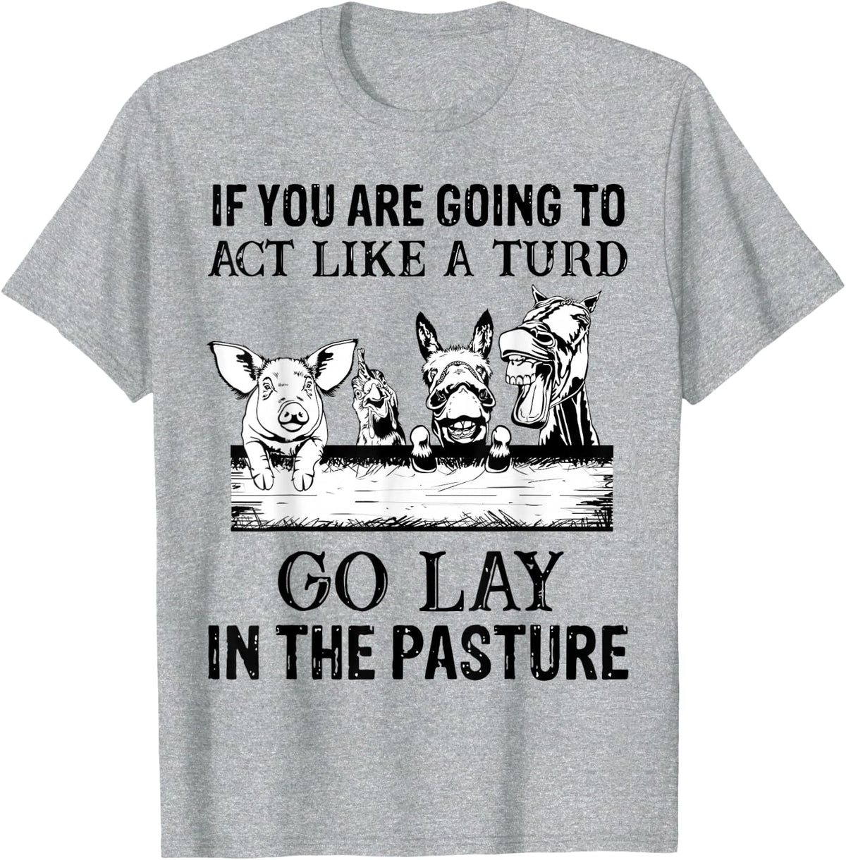 If You're Going to Act Like a Turd - go lay in a pasture T-Shirt - Heather Grey