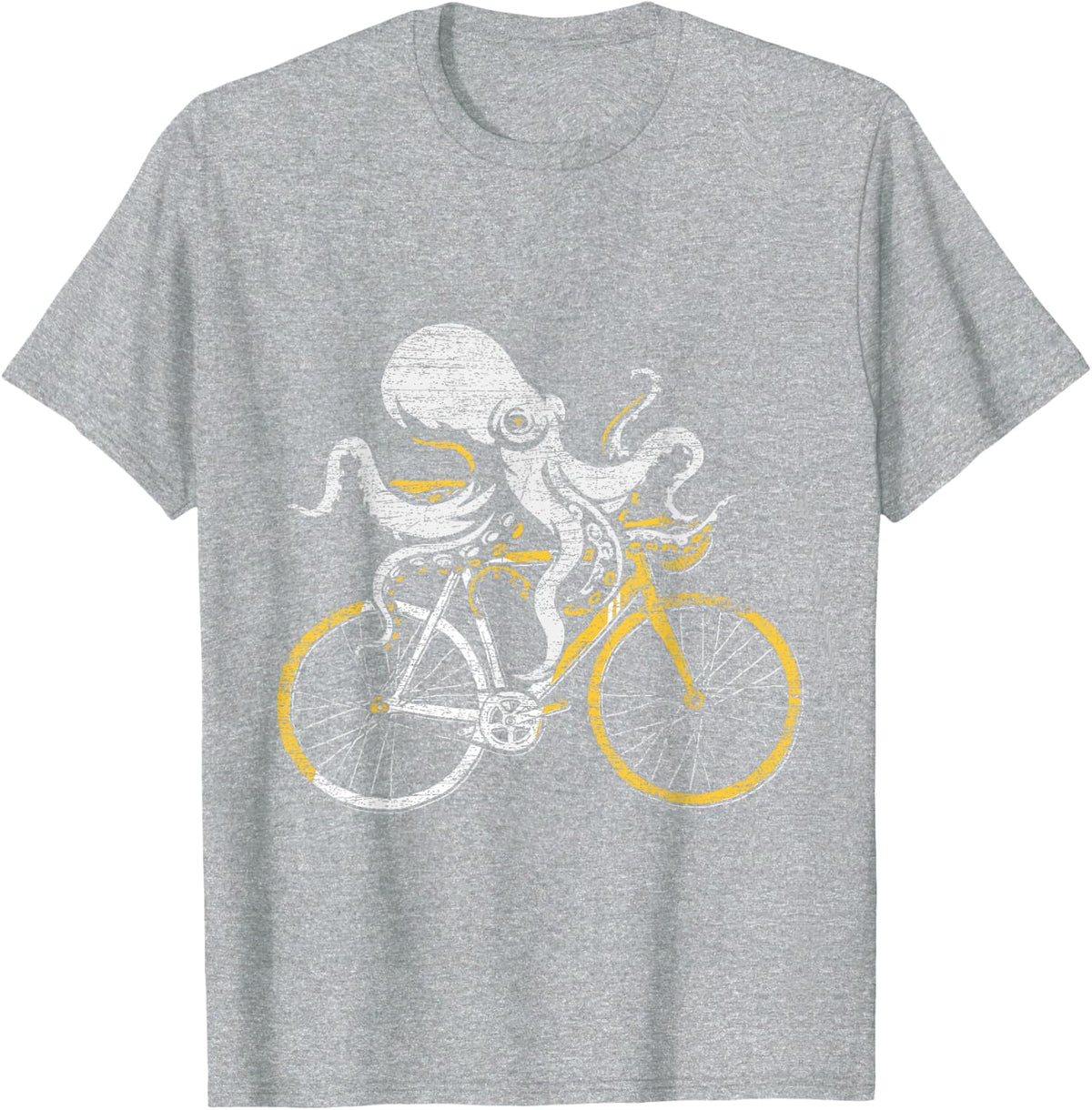Sports Bicycle Riding Octopus T-Shirt - Heather Grey