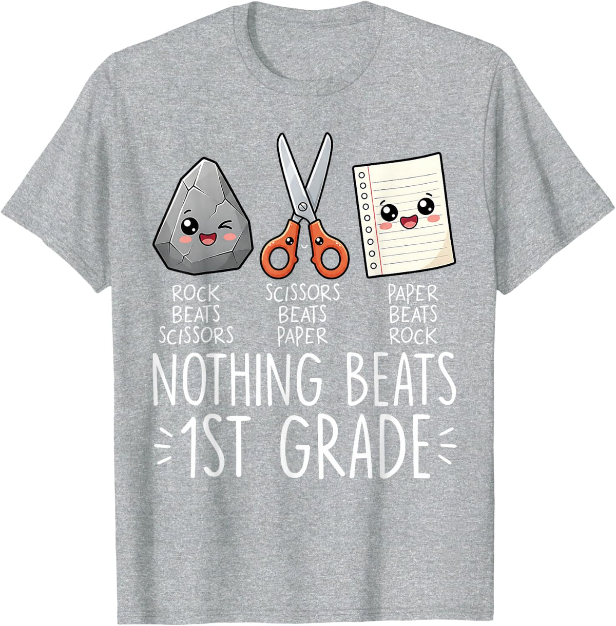 Nothing Beats First Grade Back to School Funny Teachers Kids T-Shirt - Heather Grey