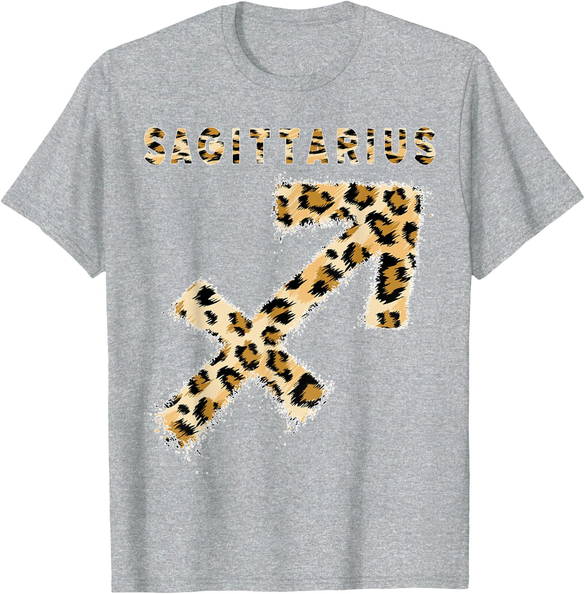 Sagittarius Leopard Zodiac Sign Astrology Horoscope Birthday T-Shirt - Heather Grey