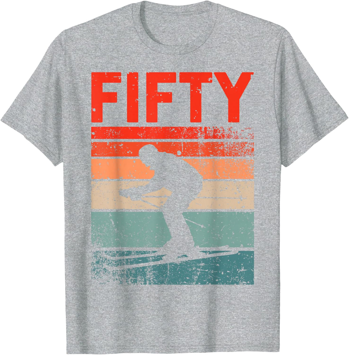 50th Birthday Retro Ski Skiing 50 Year old Men Women T-Shirt - Heather Grey