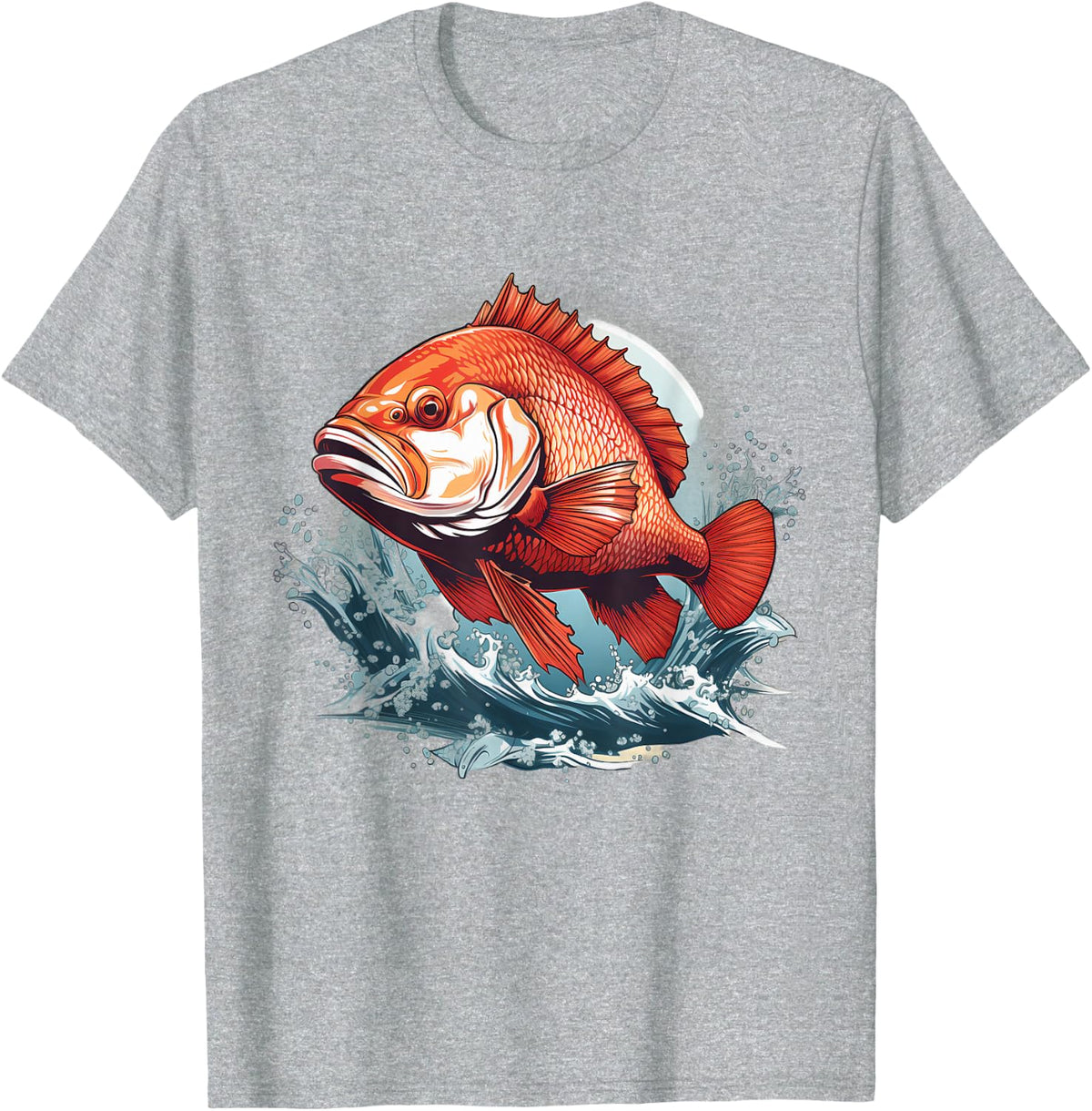 Retro Style Red Snapper T-Shirt - Heather Grey