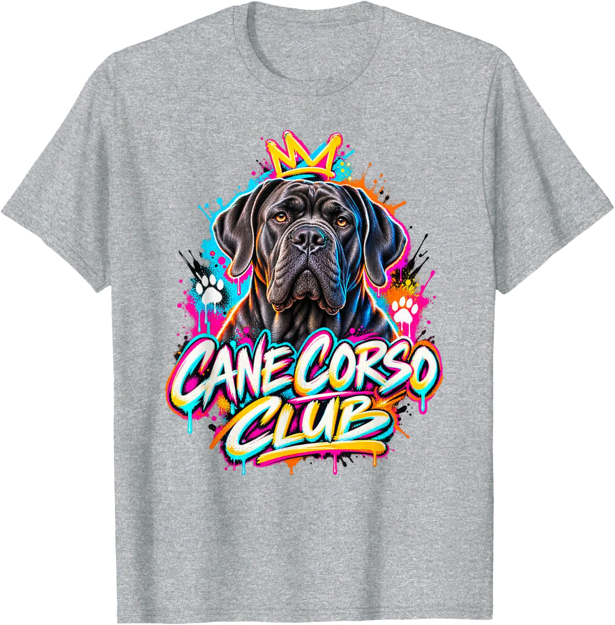 Cane Corso Club Graffiti Street Art Dog Mom, Cane Corse Mom T-Shirt - Heather Grey
