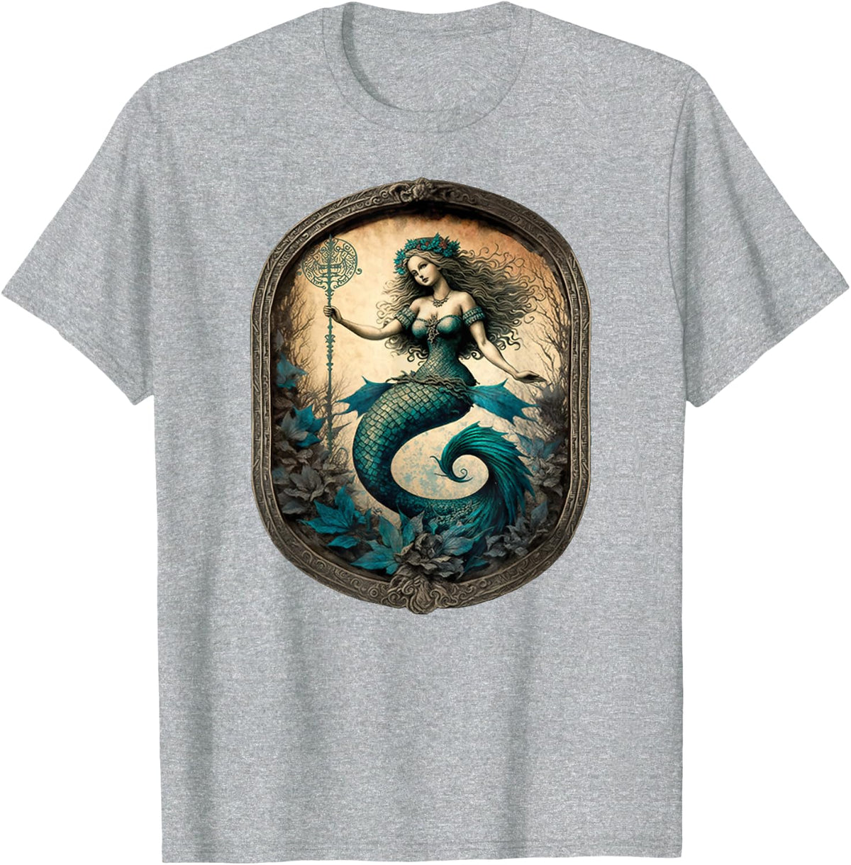 Gothic Mermaid Dark Mystical Fantasy Grunge Fairycore T-Shirt - Heather Grey