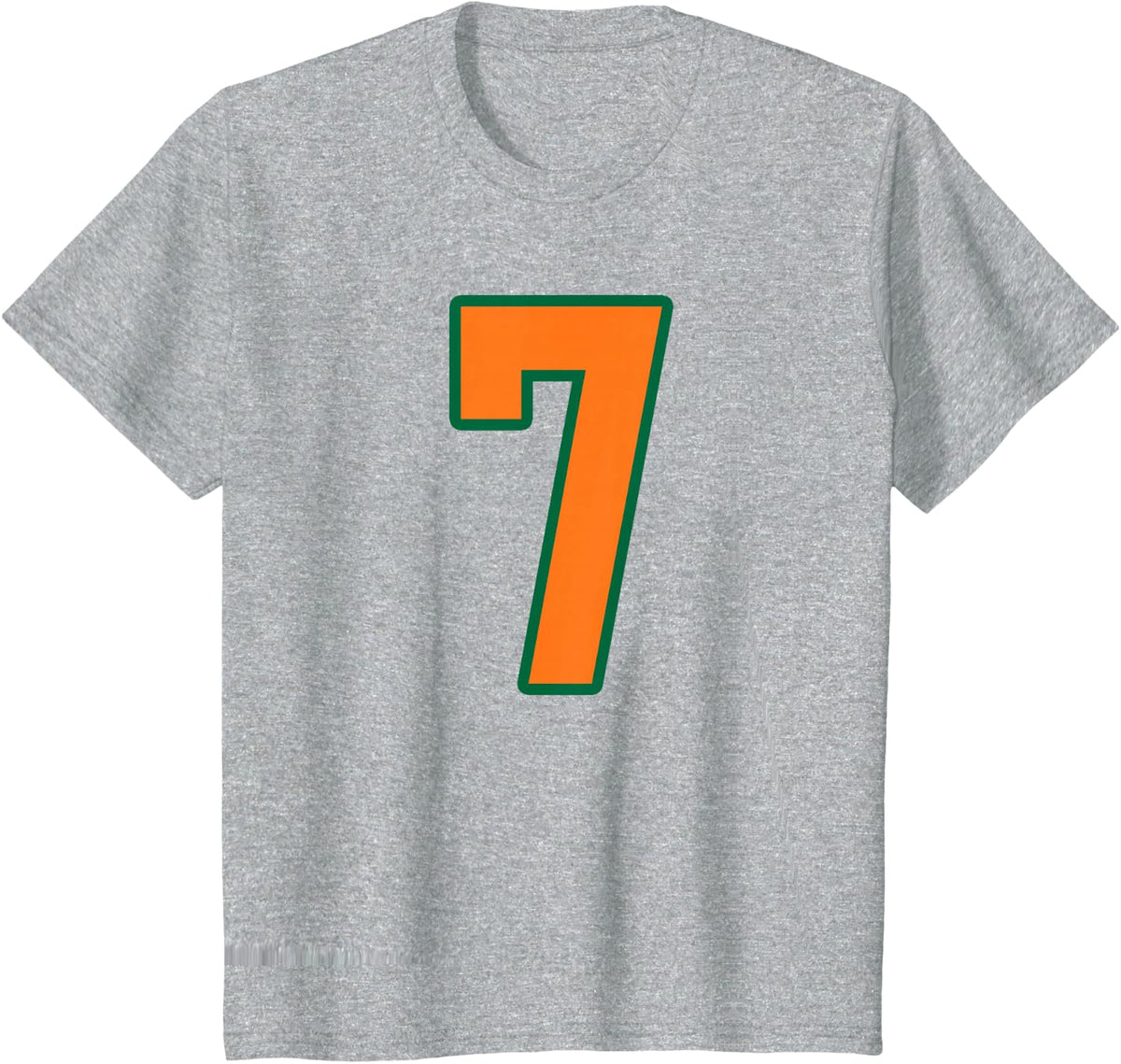 Orange and Green Number 7 Jersey Player Uniform #7 T-Shirt - Heather Grey
